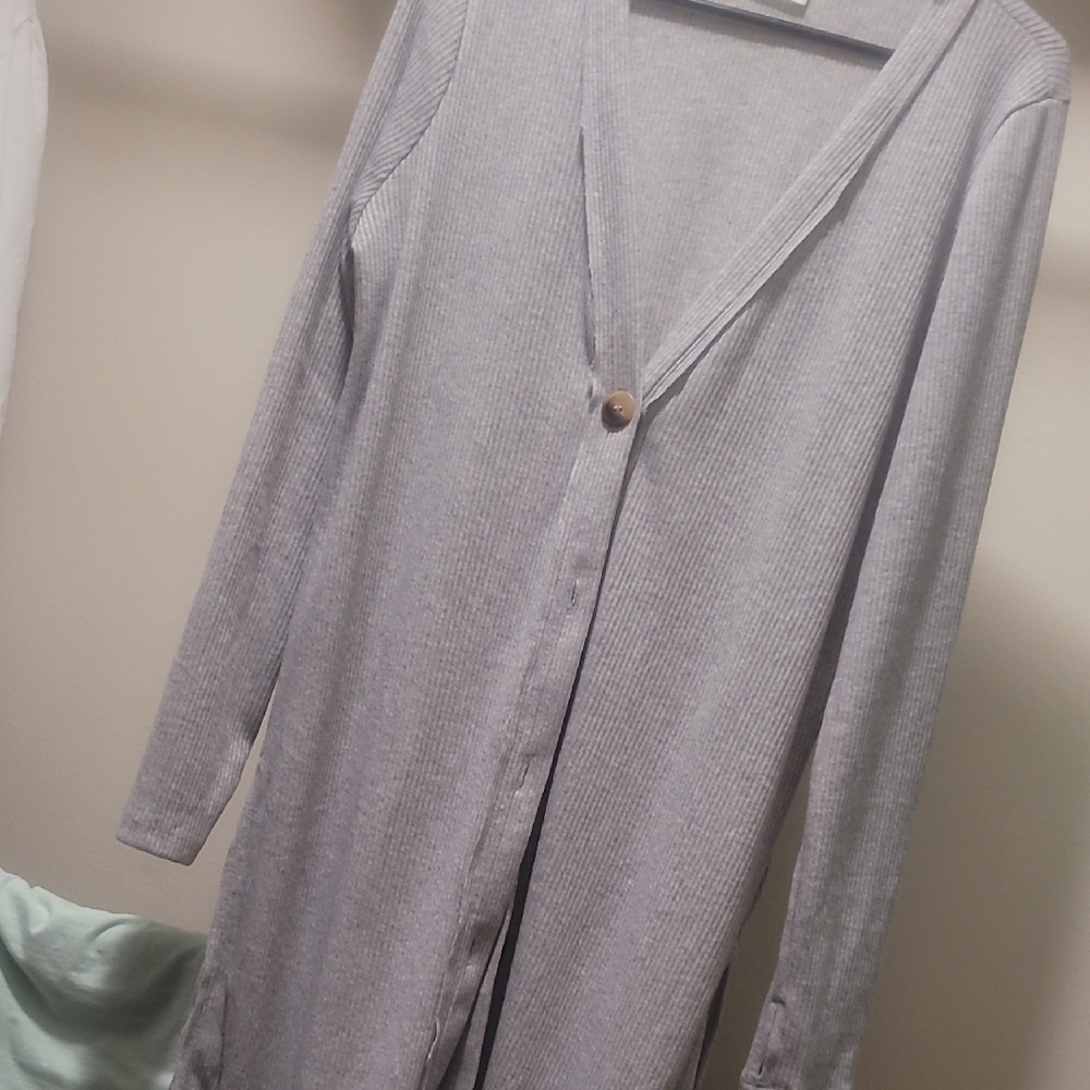 Zenana Outfitters Gray Cape with Relaxed Fit and Long Sleeves